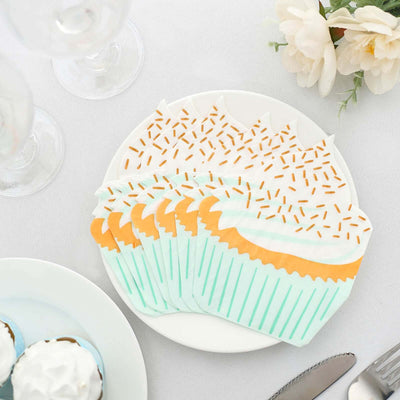 20-Pack Paper Cocktail Napkins 11"x9" Cupcake Design - Disposable Beverage Napkins for Parties