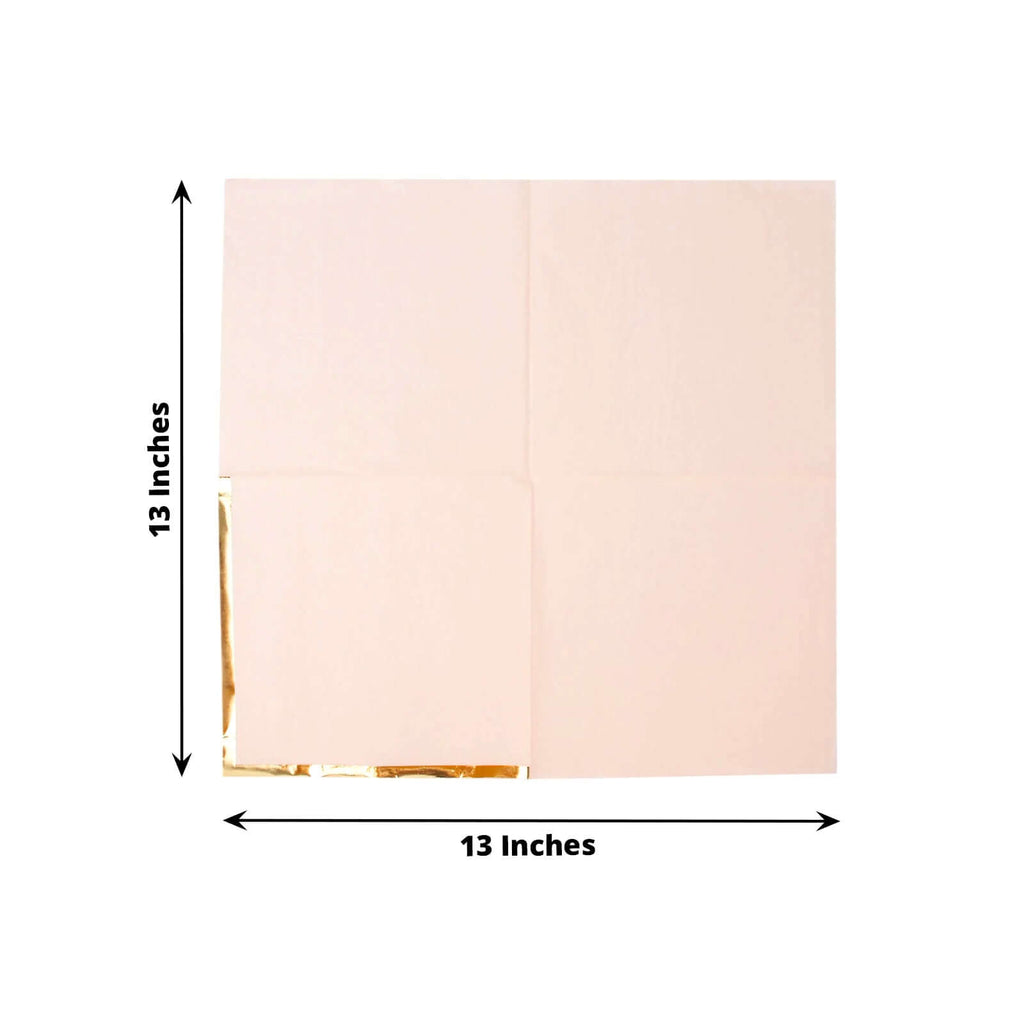 50-Pack Blush Gold Foil Edge Napkins - 6.5