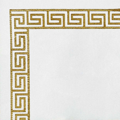 25 Pack Linen-Like Paper Napkins 5"x5" White with Gold Greek Key Design - Stylish & Disposable Airlaid Cocktail Napkins