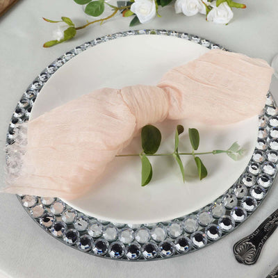 5 Pack Gauze Cheesecloth Napkins 24"x19" Blush - Reusable Boho Dinner Napkins