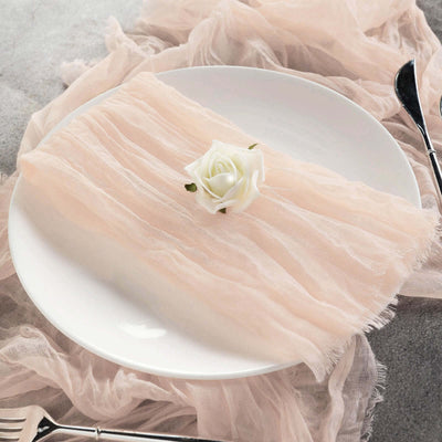 5 Pack Gauze Cheesecloth Napkins 24"x19" Blush - Reusable Boho Dinner Napkins