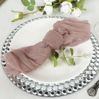 5 Pack Gauze Cheesecloth Napkins 24"x19" Dusty Rose - Reusable Boho Dinner Napkins