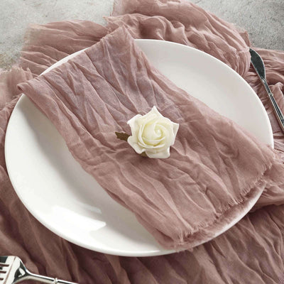 5 Pack Gauze Cheesecloth Napkins 24"x19" Dusty Rose - Reusable Boho Dinner Napkins