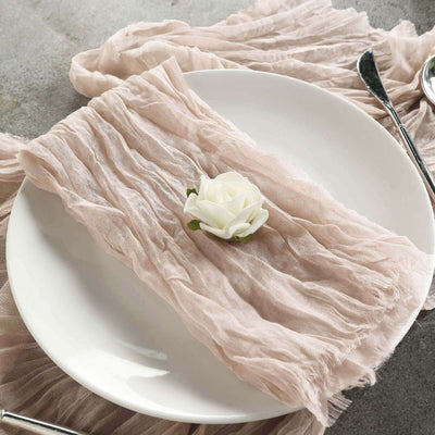 5 Pack Gauze Cheesecloth Napkins 24"x19" Nude Beige - Reusable Boho Dinner Napkins