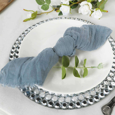 5 Pack Gauze Cheesecloth Napkins 24"x19" Dusty Blue - Reusable Boho Dinner Napkins