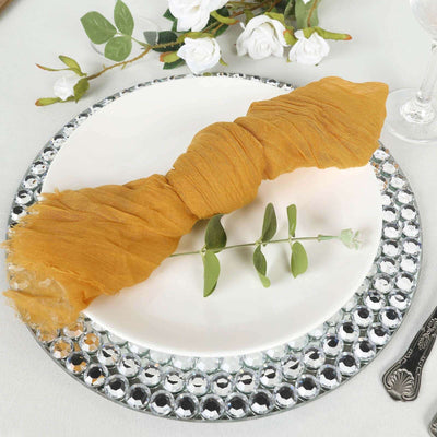 5 Pack Gauze Cheesecloth Napkins 24"x19" Mustard Yellow - Reusable Boho Dinner Napkins