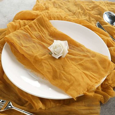 5 Pack Gauze Cheesecloth Napkins 24"x19" Mustard Yellow - Reusable Boho Dinner Napkins