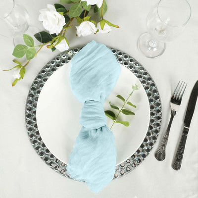 5 Pack Gauze Cheesecloth Napkins 24"x19" Light Blue - Reusable Boho Dinner Napkins