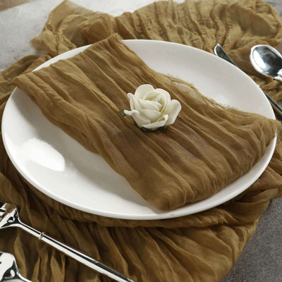 5 Pack Gauze Cheesecloth Napkins 24"x19" Gold - Reusable Cloth Napkins for Rustic Farmhouse Table Settings