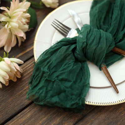 5 Pack Gauze Cheesecloth Napkins 24"x19" Hunter Emerald Green - Reusable Boho Dinner Napkins
