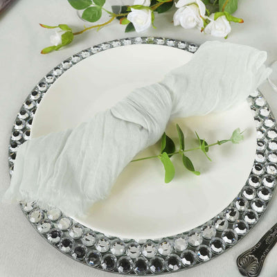 5 Pack Gauze Cheesecloth Napkins 24"x19" Ivory - Reusable Boho Dinner Napkins