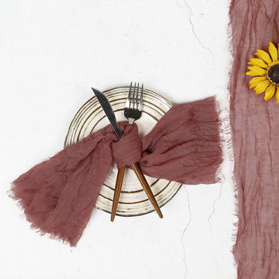 5 Pack Gauze Cheesecloth Napkins 24"x19" Mauve/Cinnamon Rose - Reusable Boho Dinner Napkins