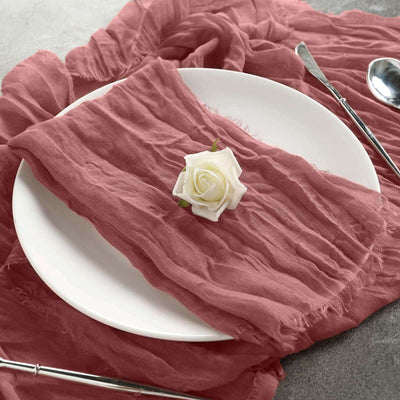 5 Pack Gauze Cheesecloth Napkins 24"x19" Mauve/Cinnamon Rose - Reusable Boho Dinner Napkins