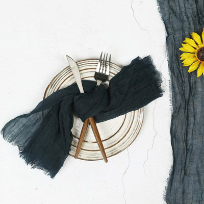 5 Pack Gauze Cheesecloth Napkins 24"x19" Navy Blue - Reusable Boho Dinner Napkins