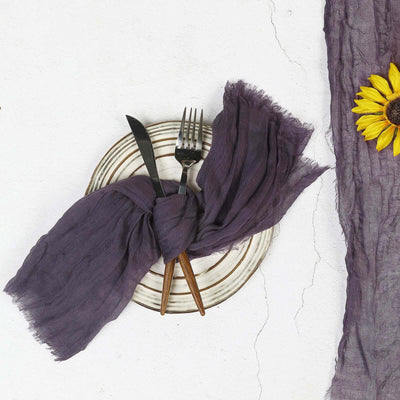 5 Pack Gauze Cheesecloth Napkins 24"x19" Purple - Reusable Boho Dinner Napkins