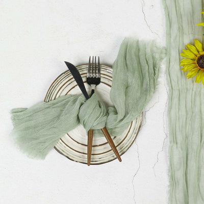 5 Pack Gauze Cheesecloth Napkins 24"x19" Sage Green - Reusable Boho Dinner Napkins