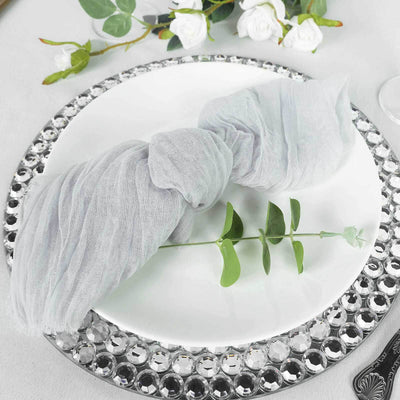 5 Pack Gauze Cheesecloth Napkins 24"x19" Silver - Reusable Boho Dinner Napkins