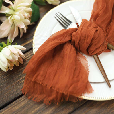 5 Pack Gauze Cheesecloth Napkins 24"x19" Terracotta (Rust) - Reusable Boho Dinner Napkins