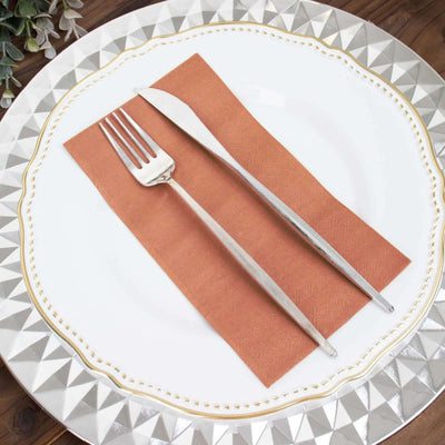 50-Pack Paper Napkins 2-Ply Soft Terracotta (Rust) - Dinner Party Napkins