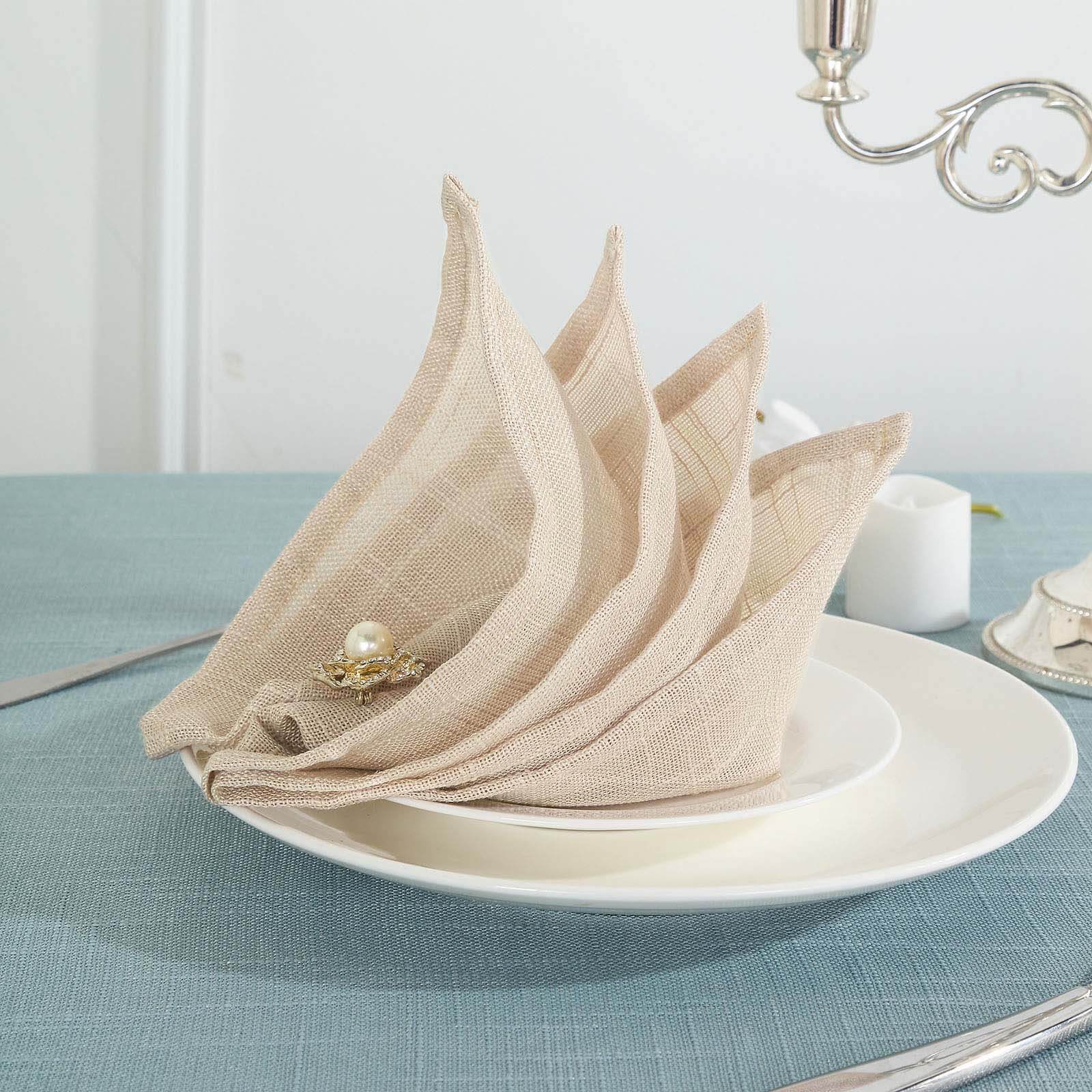 5-Pack Beige Textured Cloth Dinner Napkins | eFavormart.com