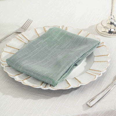 5 Pack Faux Linen Napkins 20"x20" Dusty Blue - Slubby Textured & Wrinkle Resistant Dinner Napkins