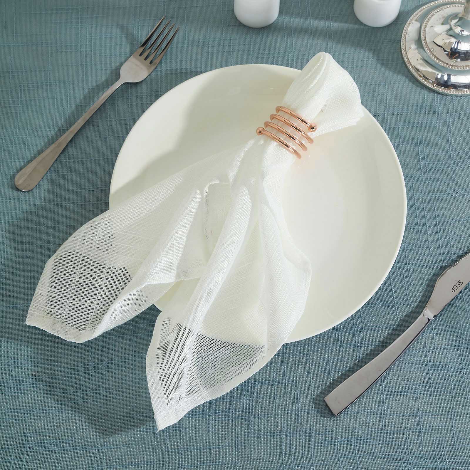 5-Pack White Textured Linen Dinner Napkins | eFavormart.com