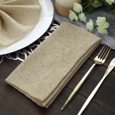5 Pack Faux Jute Napkins 19"x19" Natural - Rustic Chic Faux Burlap Dinner Napkins