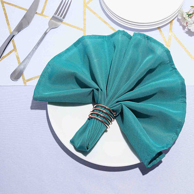 5 Pack Teal Cloth Napkins with Hemmed Edges, Reusable Polyester Dinner Linen Napkins - 17"x17"
