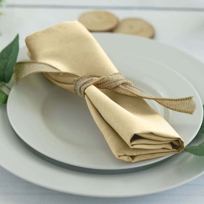 5 Pack Polyester Napkins 20"x20" Champagne - Durable & Wrinkle Resistant Dinner Napkins