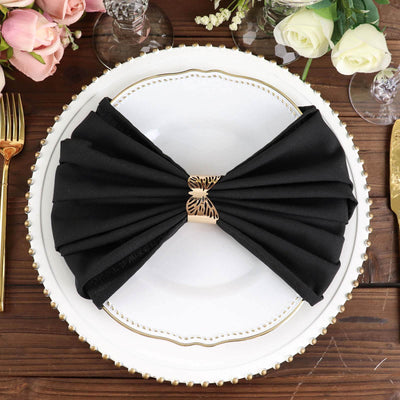 5 Pack Premium Polyester Napkins 20"x20" Black - 220GSM Stain and Wrinkle Resistant Cloth Napkins for Weddings, Parties & Events