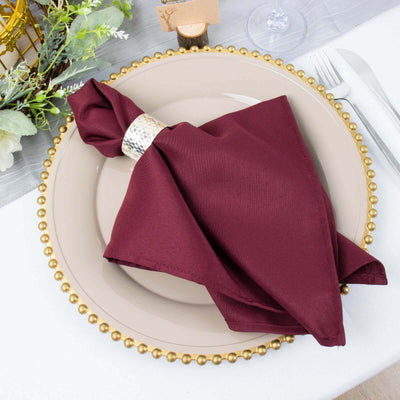5 Pack Premium Polyester Napkins 20"x20" Burgundy - 220GSM Stain & Wrinkle Resistant Cloth Napkins