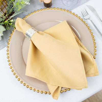 5 Pack Premium Polyester Napkins 20"x20" Champagne - 220GSM Stain & Wrinkle Resistant Cloth Napkins