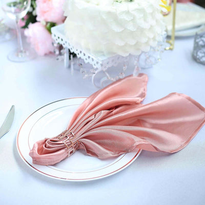 5 Pack Satin Napkins 20"x20" Dusty Rose - Soft Reusable Cloth Napkins