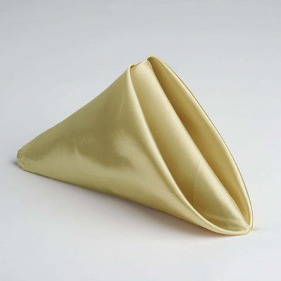 5 Pack Satin Napkins 20"x20" Champagne - Soft Reusable Cloth Napkins