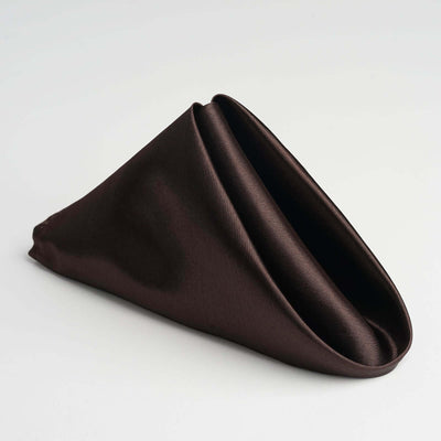 5 Pack Satin Napkins 20"x20" Chocolate - Soft Reusable Cloth Napkins