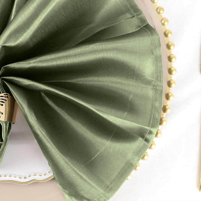 5 Pack Satin Napkins 20"x20" Dusty Sage Green - Soft Reusable Cloth Napkins