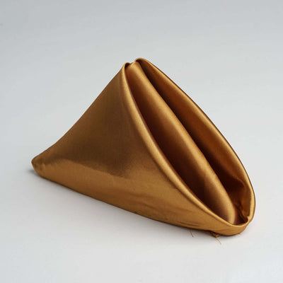 5 Pack Satin Napkins 20"x20" Gold - Soft and Luxurious Reusable Cloth Napkins for Weddings & Banquets