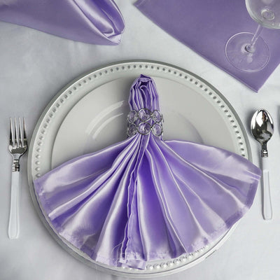 5 Pack Satin Napkins 20"x20" Lavender Lilac - Soft Reusable Cloth Napkins