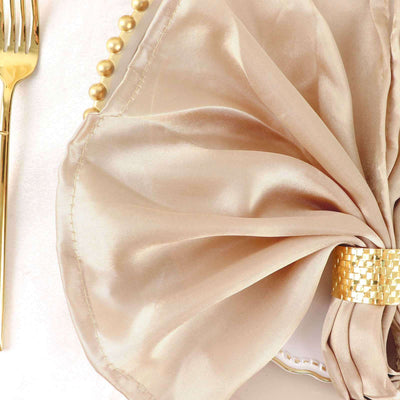 5 Pack Satin Napkins 20"x20" Nude - Soft Reusable Cloth Napkins