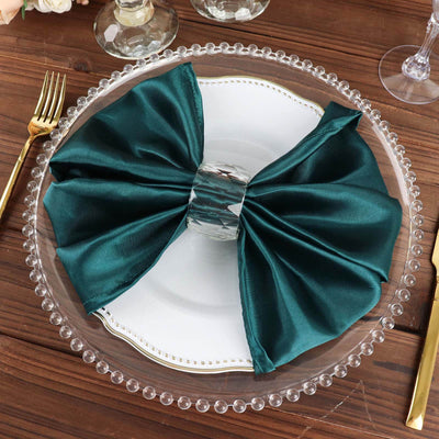 5 Pack Satin Napkins 20"x20" Peacock Teal - Soft Reusable Cloth Napkins