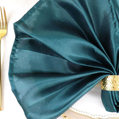 5 Pack Satin Napkins 20"x20" Peacock Teal - Soft Reusable Cloth Napkins