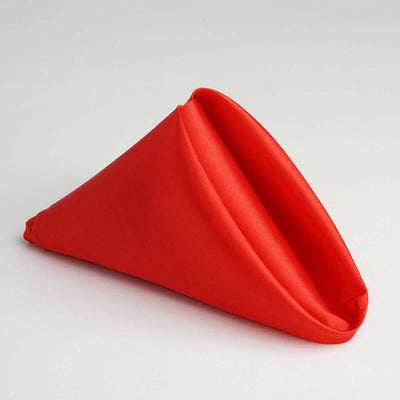 5 Pack Satin Napkins 20"x20" Red - Soft Reusable Cloth Napkins