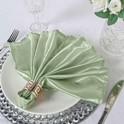 5 Pack Satin Napkins 20"x20" Sage Green - Soft Reusable Cloth Napkins