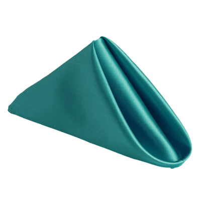 5 Pack Satin Napkins 20"x20" Turquoise - Soft Reusable Cloth Napkins
