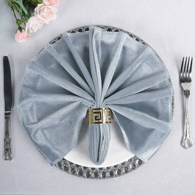 5 Pack Premium Velvet Napkins 20"x20" Dusty Blue - Soft Sheen Finish Dinner Napkins