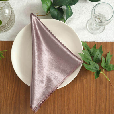 5 Pack Premium Velvet Napkins 20"x20" Mauve - Soft Sheen Finish Dinner Napkins