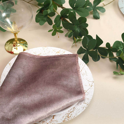 5 Pack Premium Velvet Napkins 20"x20" Mauve - Soft Sheen Finish Dinner Napkins