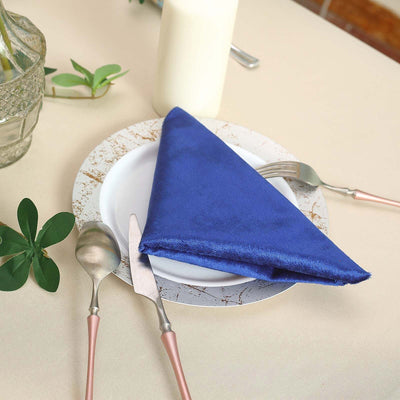 5 Pack Premium Velvet Napkins 20"x20" Royal Blue - Soft Sheen Finish Dinner Napkins