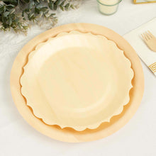 2 Pack Of 9 Inch Natural Birch Wood Scalloped Rim Disposable Dinner Plates