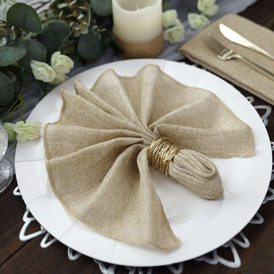 5 Pack Faux Jute Napkins 19"x19" Natural - Rustic Chic Faux Burlap Dinner Napkins